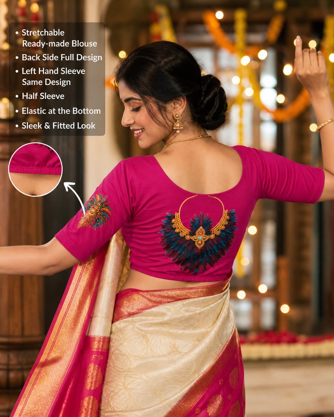 Premium Stretchable Blouse Magenta